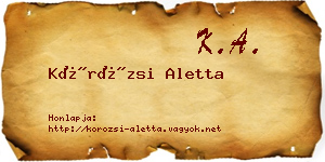 Körözsi Aletta névjegykártya